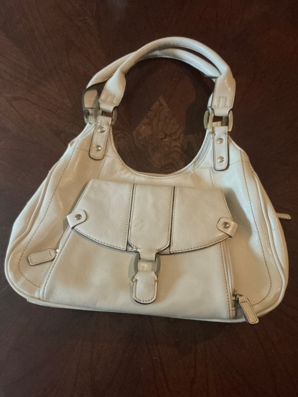 Classic Cream Leather Shoulder Bag - Timeless Women's Tote
